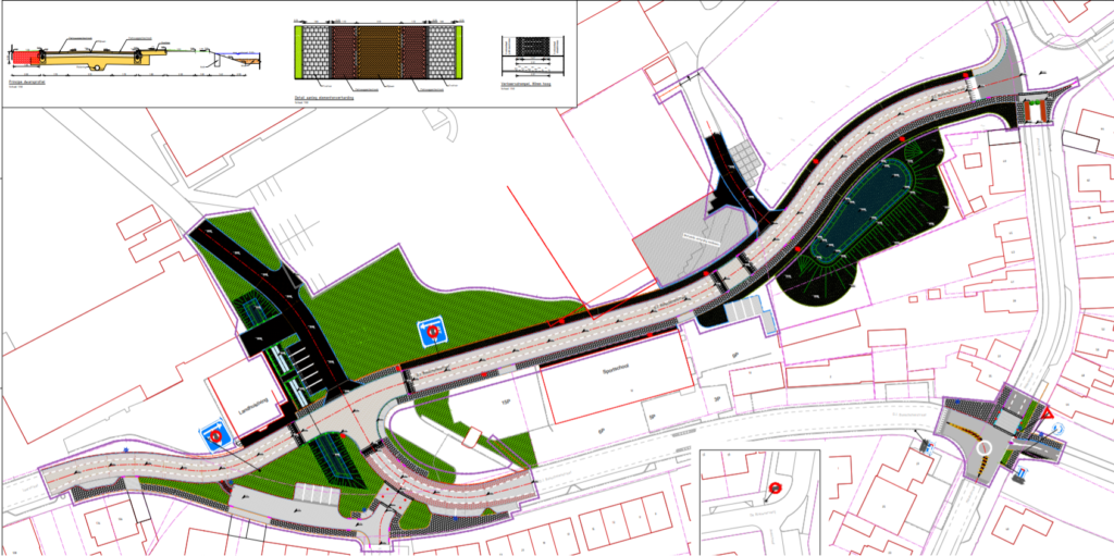 bunschotenstraat situatieschets nieuwe weg