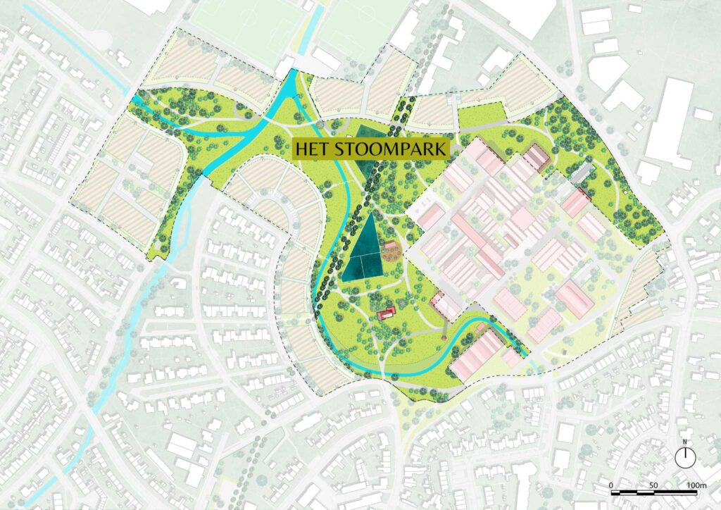 Kaart TSB-terrein Goor met uitgelicht deel van "het Stoompark"