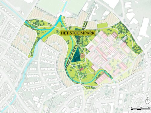 Kaart TSB-terrein Goor met uitgelicht deel van "het Stoompark"